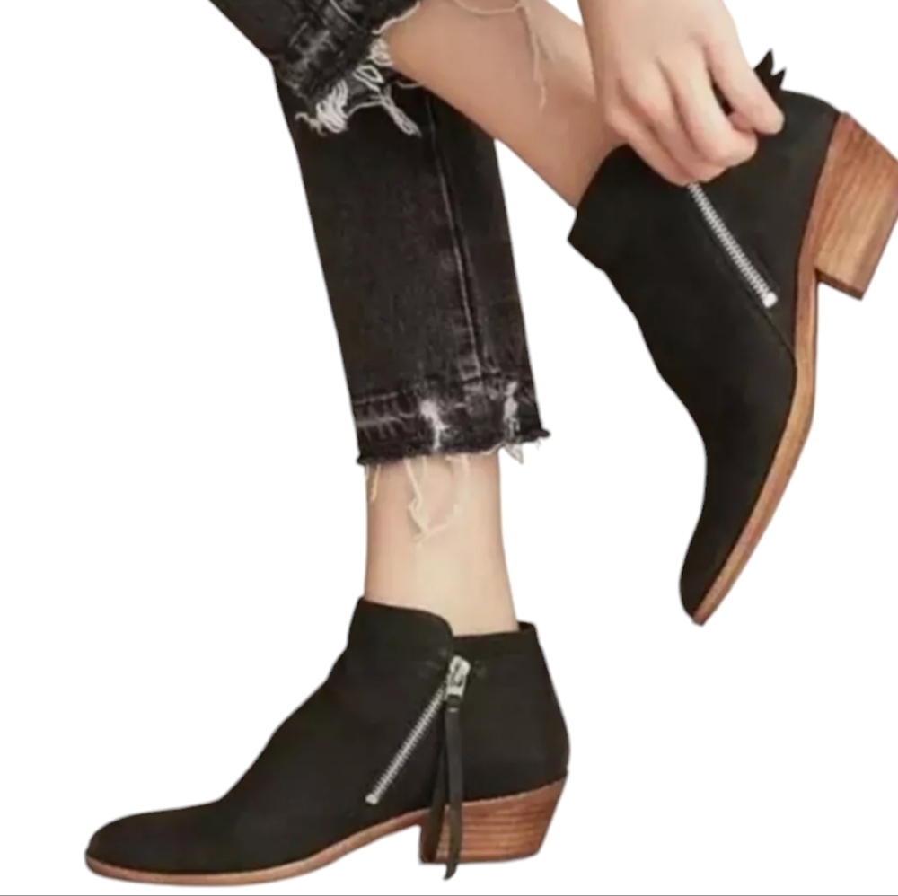 Sam Edelman Packer Black‎ Leather Ankle Bootie Sz 8.5 Zip Sides Gothcore Moto